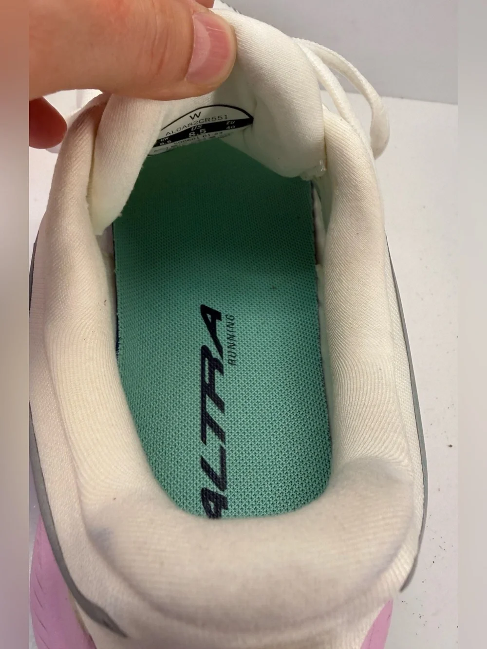 Altra Via Olympus max cushion White Running Sneakers with Pink & Mint womens 8.5
